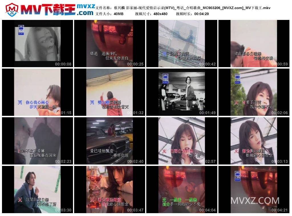 蔡兴麟 彭家丽-现代爱情启示录(MTV)_粤语_合唱歌曲_MC903206